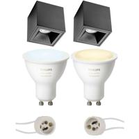 Philips Hue Vierkante Opbouwspot Set 90mm - Mat Zwart - Bluetooth - thumbnail