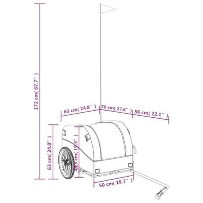 Fietstrailer 45 kg ijzer zwart