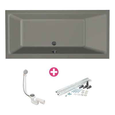 Xenz Kristal Ligbad - 160x75x48 - afvoer Midden - acryl - cement 6984-06 Xenz Kristal Ligbad - 160x75x48 - afvoer Midden - acryl - cement 6984-06