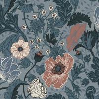 Dutch Wallcoverings Apelviken - Anemone Blue/Blush - Blauw/Beige - thumbnail