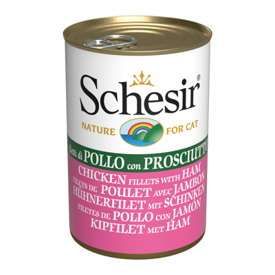 SCHESIR Tonijn met ham in bouillon - nat kattenvoer - 140g
