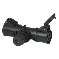 Showtec CEE 3-polig 16A T-connect stroomverdeler met wartel IP44 - thumbnail