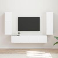 Tv-meubelset Wandgemonteerd 4 pcs Wit Bewerkt hout - thumbnail