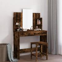 Kaptafel met spiegel 96x39x142 cm gerookt eikenkleurig - thumbnail
