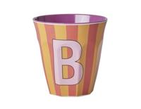 Gestreepte melamine mok LETTER B rice, medium 250 ml meerkleurig - thumbnail