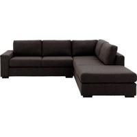 Goossens Hoekbank Lucca Met Ligelement donkerbruin, stof, 2,5-zits, stijlvol landelijk met ligelement rechts - thumbnail