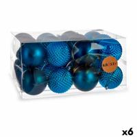 Set kerstballen Blauw Plastic Ø 8 cm (6 Stuks) - thumbnail