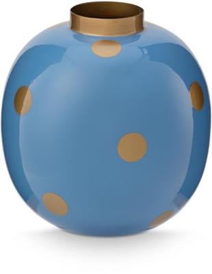 Pip Studio Vaas Metaal Stippen Lichtblauw/Goud 23cm
