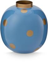 Pip Studio Vaas Metaal Stippen Lichtblauw/Goud 23cm - thumbnail