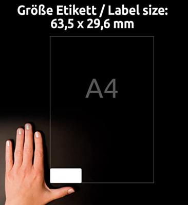 Avery-Zweckform L4784-20 Naametiketten 63.5 x 29.6 mm Acetaatzijde Wit 540 stuk(s) Weer verwijderbaar Laser (kleur), Laser (zwart/wit), Handschriften - thumbnail