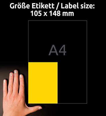 Avery gekleurde universele etiketten ft 105 x 148 mm (b x h), 400 stuks, geel