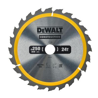 DeWALT Cirkelzaagblad voor Hout | Construction | Ø 250mm Asgat 30mm 24T - DT1956-QZ