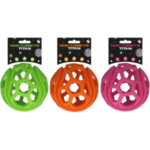 Dog Comets Titan - Treat hider - Ø11.5 cm - Hondenspeelgoed - Traktatiebal - Rubber - Hondenbal - Roze