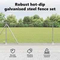 VidaXL Afrasteringspaal zilver 25 x 0,8 m (50 mm gaas) staal - thumbnail