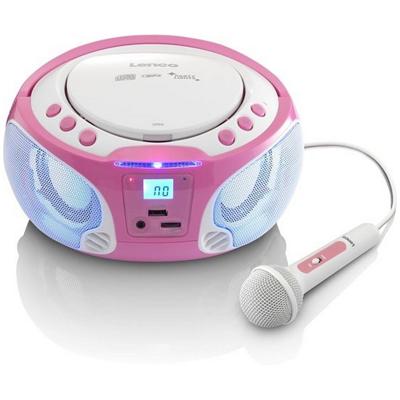 Draagbare FM Radio CD/MP3/USB Microfoon & Lichteffecten Roze Draagbare FM Radio CD/MP3/USB Microfoon & Lichteffecten Roze
