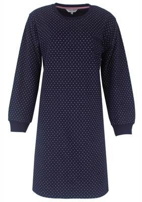 Tenderness fleece dames nachthemd lange mouw - Blue Dots - blauwe warme winter nachtjapon - XXL - XXL - XXL - XXL - XXL - XXL - XXL - XXL -