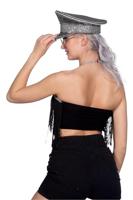 Festival top franjes kort zwart - thumbnail