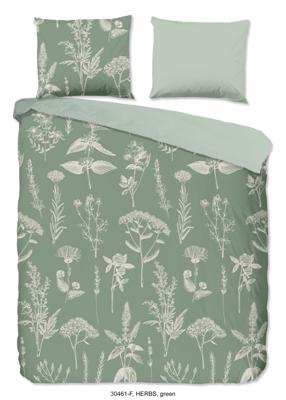 Good Morning Dekbedovertrek "bloemen" - Groen - (200x200/220 cm) - Katoen Flanel