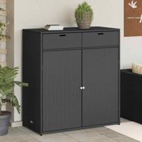 Tuinkast 105x55x113 cm poly rattan zwart - thumbnail