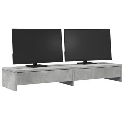 VidaXL Monitorstandaard met lades 100x27x15 cm bewerkt hout betongrijs