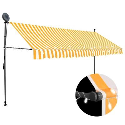 VidaXL Luifel handmatig uitschuifbaar met led 400 cm wit en oranje