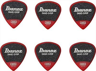Ibanez PPA16MSGRD Grip Wizard Sand Grip plectrumset 6-pack medium rood Ibanez PPA16MSGRD Grip Wizard Sand Grip plectrumset 6-pack medium rood