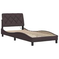 Bedframe met LED zonder matras 80x200 cm stof donkerbruin - thumbnail