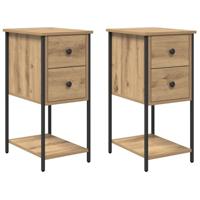 Nachtkastje 2 pcs artisanaal eikenkleurig 32 x 42 x 70 cm - thumbnail