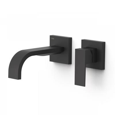 Wastafelmengkraan Inbouw Tres Cuadro Exclusive 2 Delen Gebogen Uitloop en Korte Hendel Mat Zwart Wastafelmengkraan Inbouw Tres Cuadro Exclusive 2 Delen Gebogen Uitloop en Korte Hendel Mat Zwart