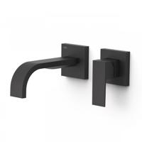 Wastafelmengkraan Inbouw Tres Cuadro Exclusive 2 Delen Gebogen Uitloop en Korte Hendel Mat Zwart - thumbnail
