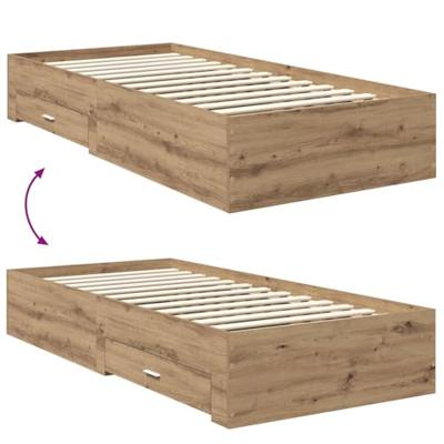Bedframe met hoofdeinde Artisan Eiken 90 x 190 cm Bewerkt hout