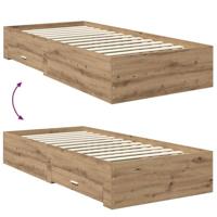 Bedframe met hoofdeinde Artisan Eiken 90 x 200 cm Bewerkt hout - thumbnail