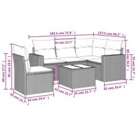 6-delige Loungeset met kussens poly rattan bruin - thumbnail