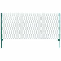 VidaXL Draadgaashek met palen 25x1 m staal groen - thumbnail