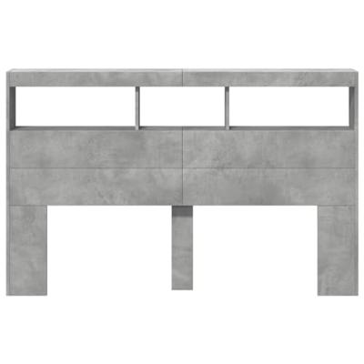 Hoofdbordkast met LED-verlichting 160x17x102 cm betongrijs