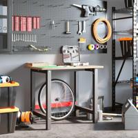 Werkbank rechthoekig 100x60x81,5 cm massief eikenhout - thumbnail