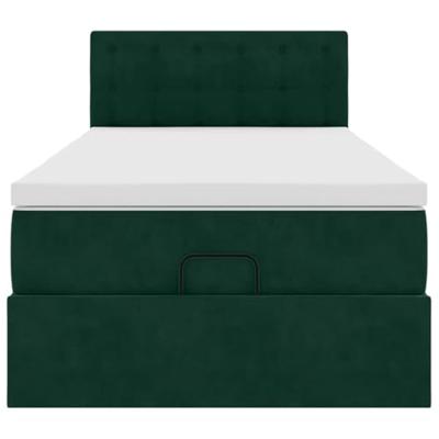 Ottoman bed met matras 100x200 cm fluweel donkergroen