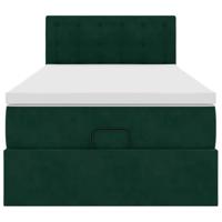 Ottoman bed met matras 100x200 cm fluweel donkergroen - thumbnail