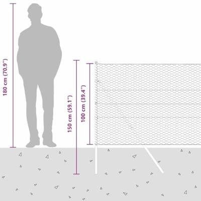 VidaXL Afrasteringspaal zilver 25 x 1 m (36 mm gaas) staal VidaXL Afrasteringspaal zilver 25 x 1 m (36 mm gaas) staal