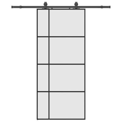 Schuifdeur met beslagset 90x205 cm ESG glas zwart
