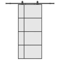 Schuifdeur met beslagset 90x205 cm ESG glas zwart - thumbnail