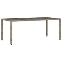 Tuintafel met glazen blad 190x90x75 cm poly rattan grijs - thumbnail