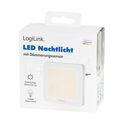 LogiLink LED013 LED013 LED-nachtlamp met schemerschakelaar Vierkant LED Warmwit Wit
