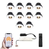 Set van 10 Betty Smart LED Mini Inbouwspots - Veranda spots - 12V 3W 140lm - Dimbaar - Wifi & Bluetooth - 2700K - IP44 waterdicht - Wit - thumbnail