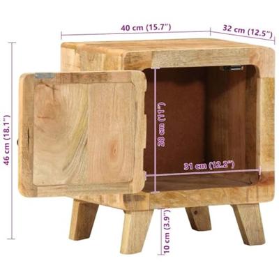 Nachtkastje 2 st 40x32x46 cm massief hout ruw mangohout