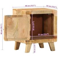 Nachtkastje 2 st 40x32x46 cm massief hout ruw mangohout - thumbnail