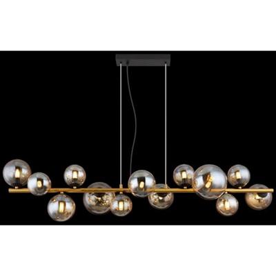 Globo Gouden hanglampRiha design met amber glas - 56135-13H