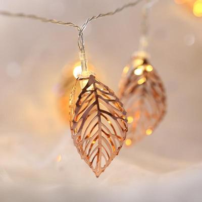 3m Rose Gold Leaf USB Plug romantische LED String vakantie licht 20 LEDs Teenage stijl Warm Fairy decoratieve Lamp voor Kerstmis bruiloft slaapkame