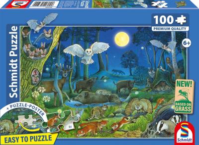 Puzzel - SCHMIDT SPIELE - Dieren in het Nachtbos - 100 stukjes - Leeftijd 6+