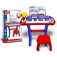 Bontempi keyboard junior 20 cm rood/blauw 4 delig - thumbnail
